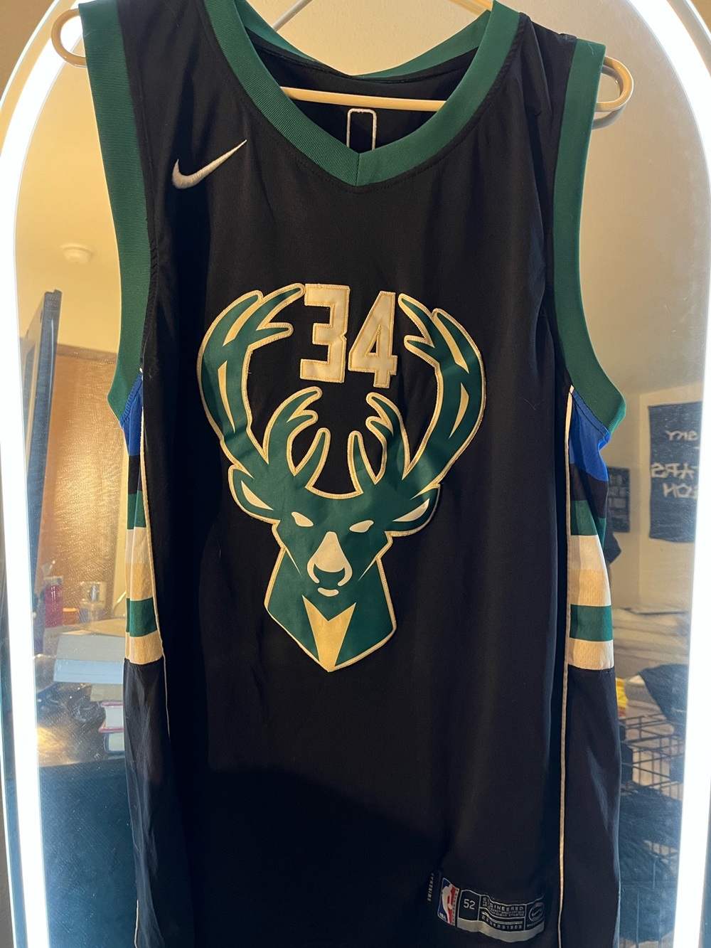 Nike Black and Green Milwaukee Bucks #34 Basketball Jersey
